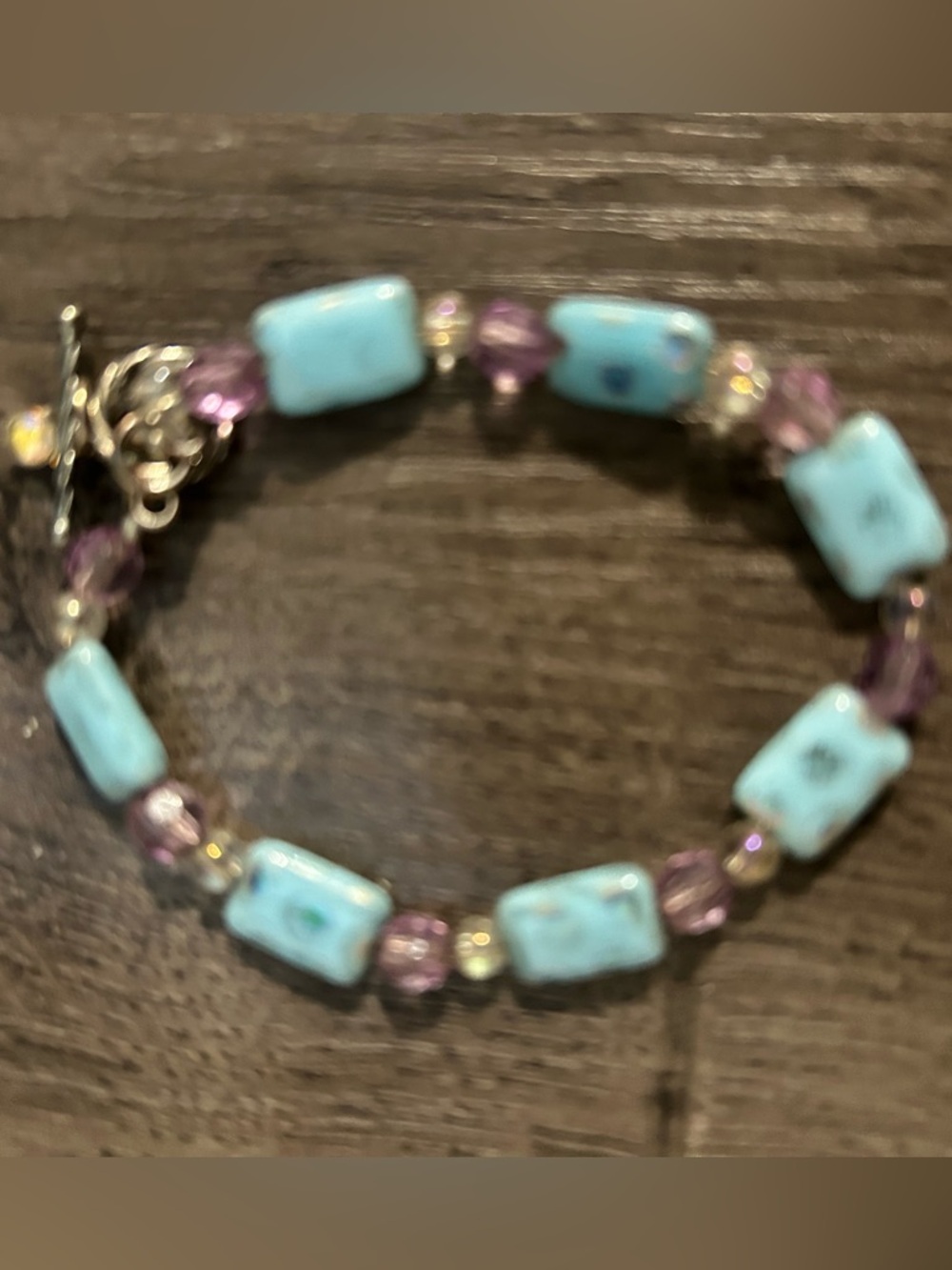 Turquoise and Purple Beaded Bracelet - Elegant Women’s Jewelry